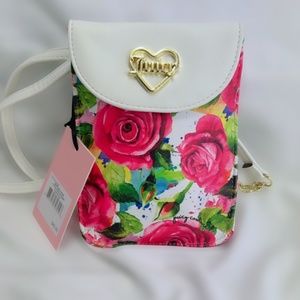 Juicy Couture White Multi Rose Crossbody Purse